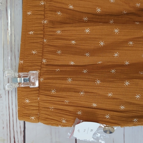 Wonderly Gold Gauze Wide Leg Pants Flowy Boho Lagenlook Plus Size 1X NWT Beachy - Picture 12 of 15